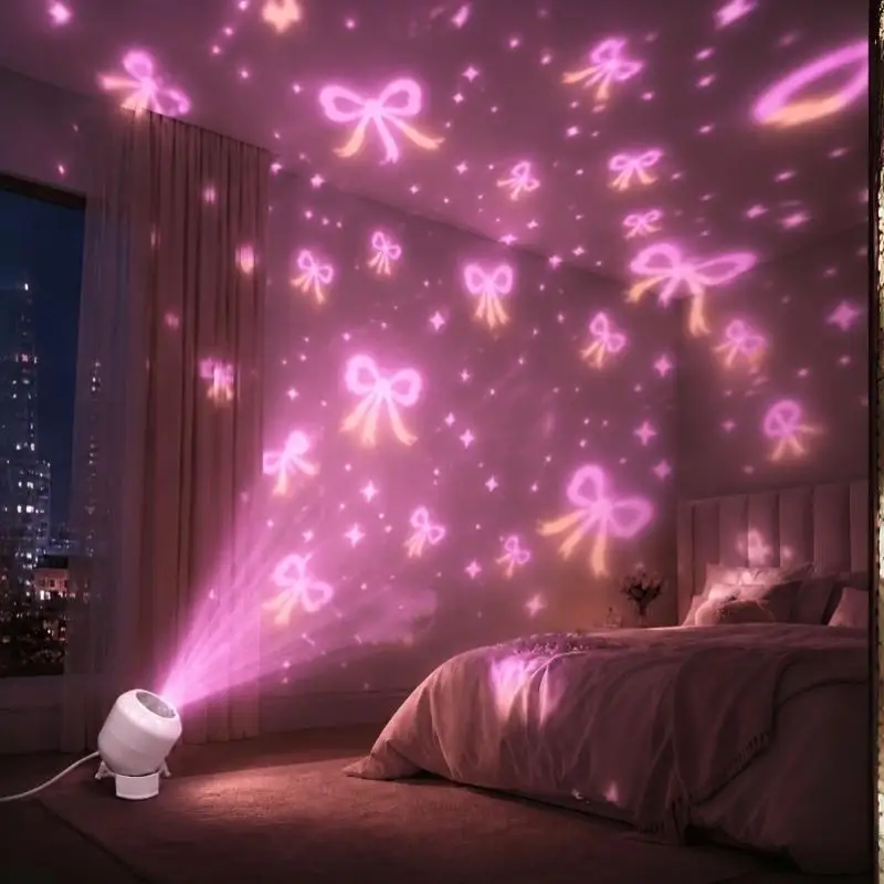 Romantic Dynamic Love Heart Projection Night Light Low Power Portable Lamp for Bridal Shower Party Scene Decor