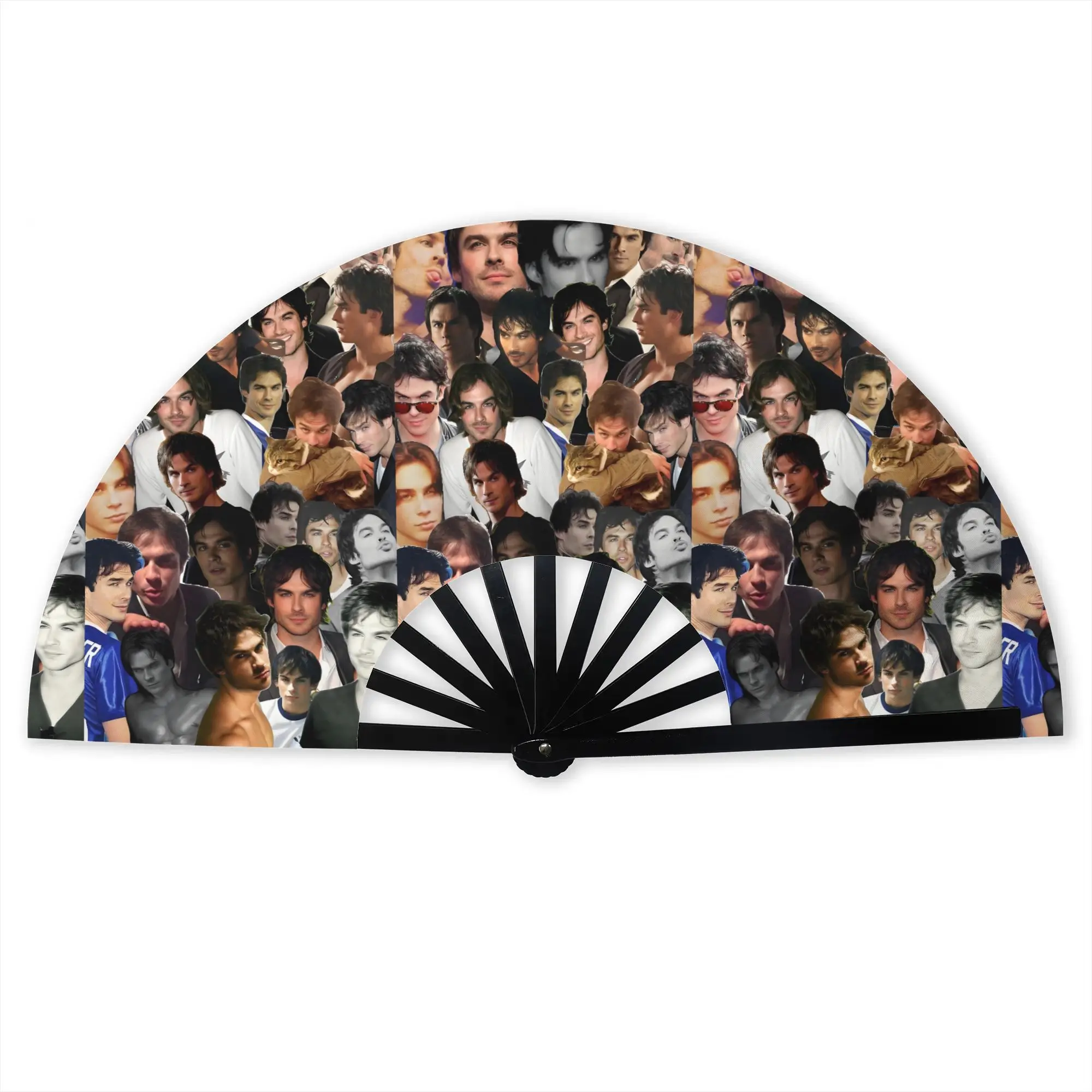 The Vampire Diaries Stylish Hand Fan Men Damon Salvatore Polyester Fan Vintage Costume Prop Folding Fans For Sports Events Gift