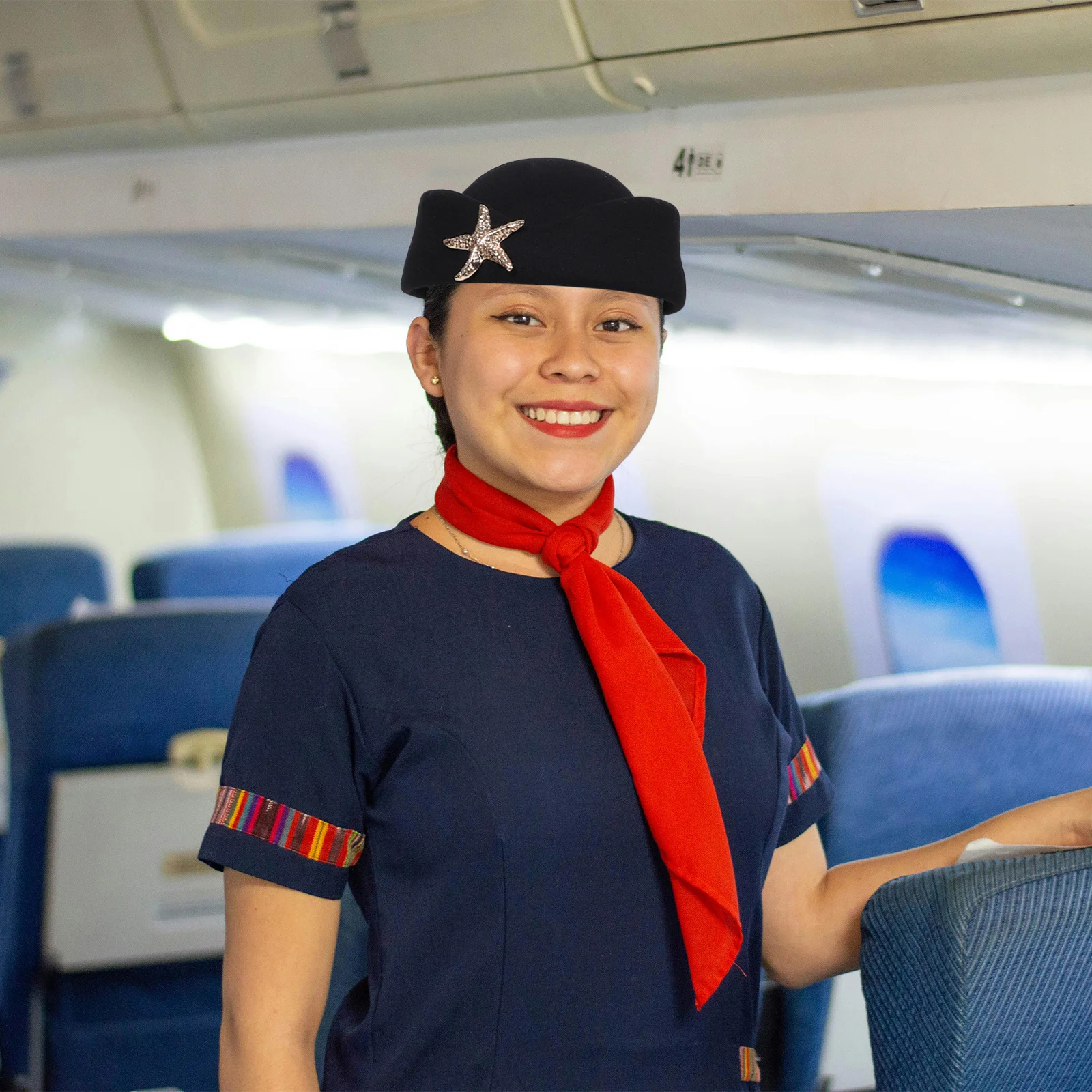 Filz Flugbegleiterin Uniform Hut Seestern Französisch Stil Atmungsaktive Stewardess Kostüm Leistung Kappe Rollenspiel Zubehör