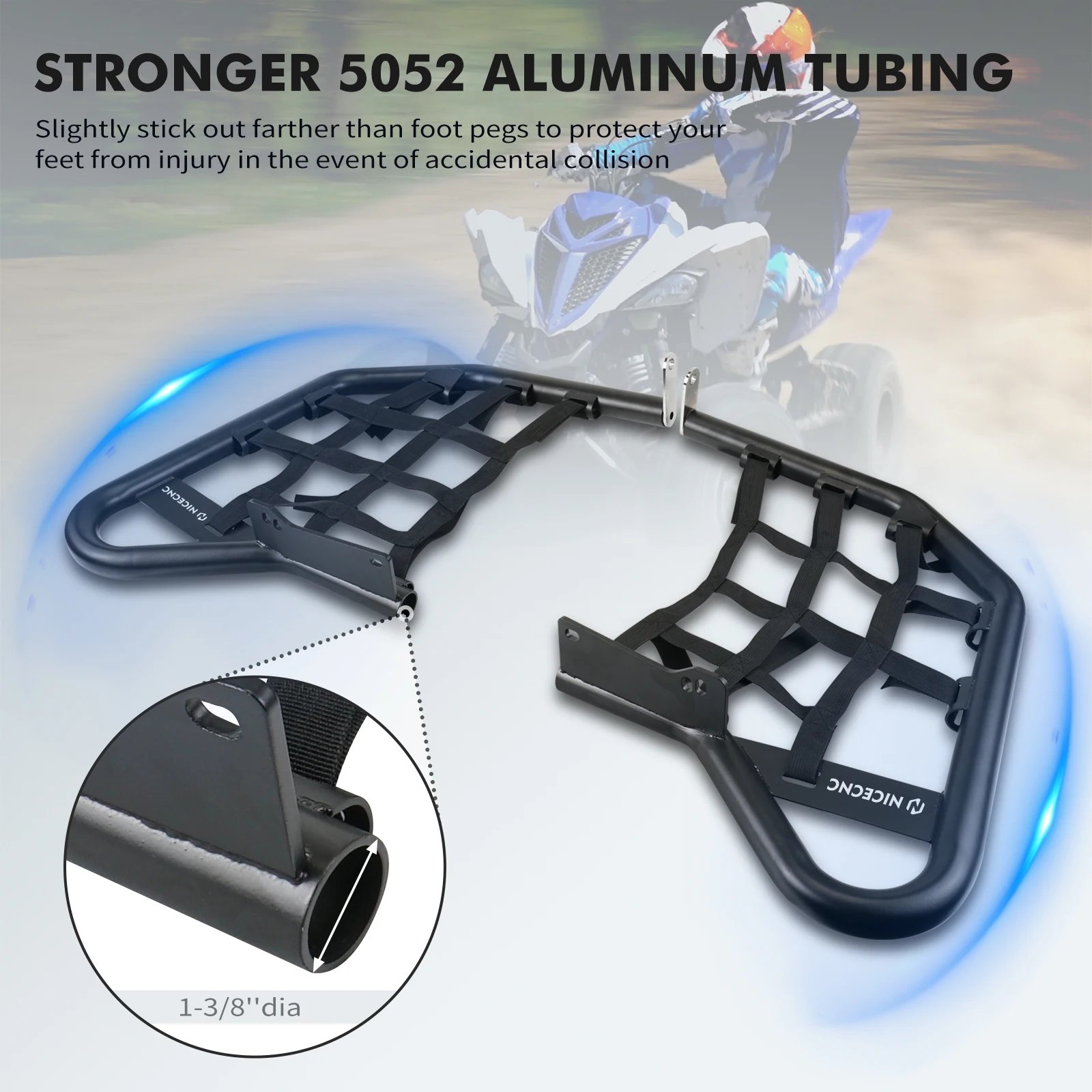 NICECNC For Yamaha Raptor 700R Raptor 700 2006-2026 Nerf Bars 5052 Aluminum Foot Protection Anti-Collision Rustproof Side Guard