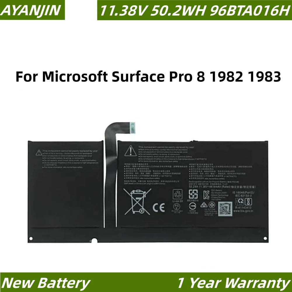 

96BTA016H DYNC01 Laptop Battery For Microsoft Surface Pro 8 1982 1983 2021 Series Tablet 96BTA015H 11.38V 50.2WH