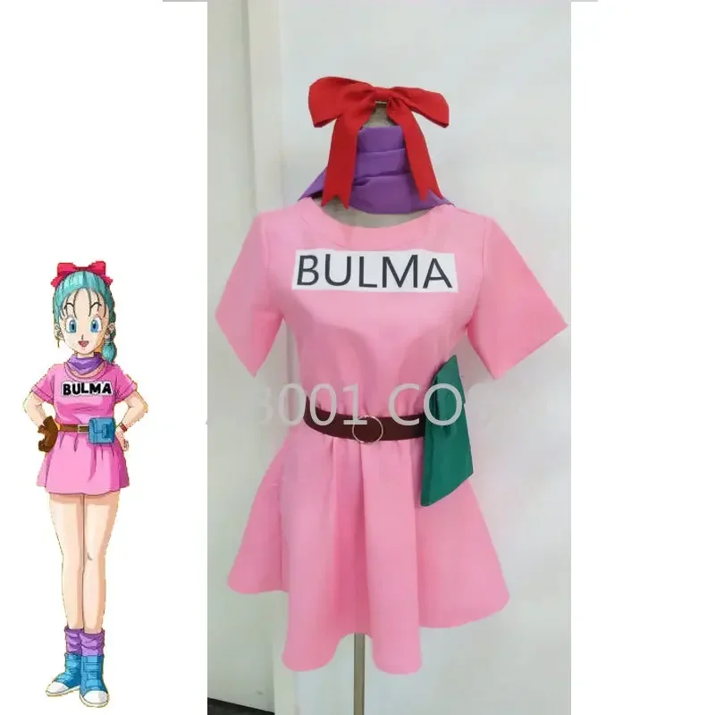 Halloween Bulma Cosplay Kleider Frauen Anime Kostüm und Pyjamas Weihnachten Bulma Perücke Zubehör