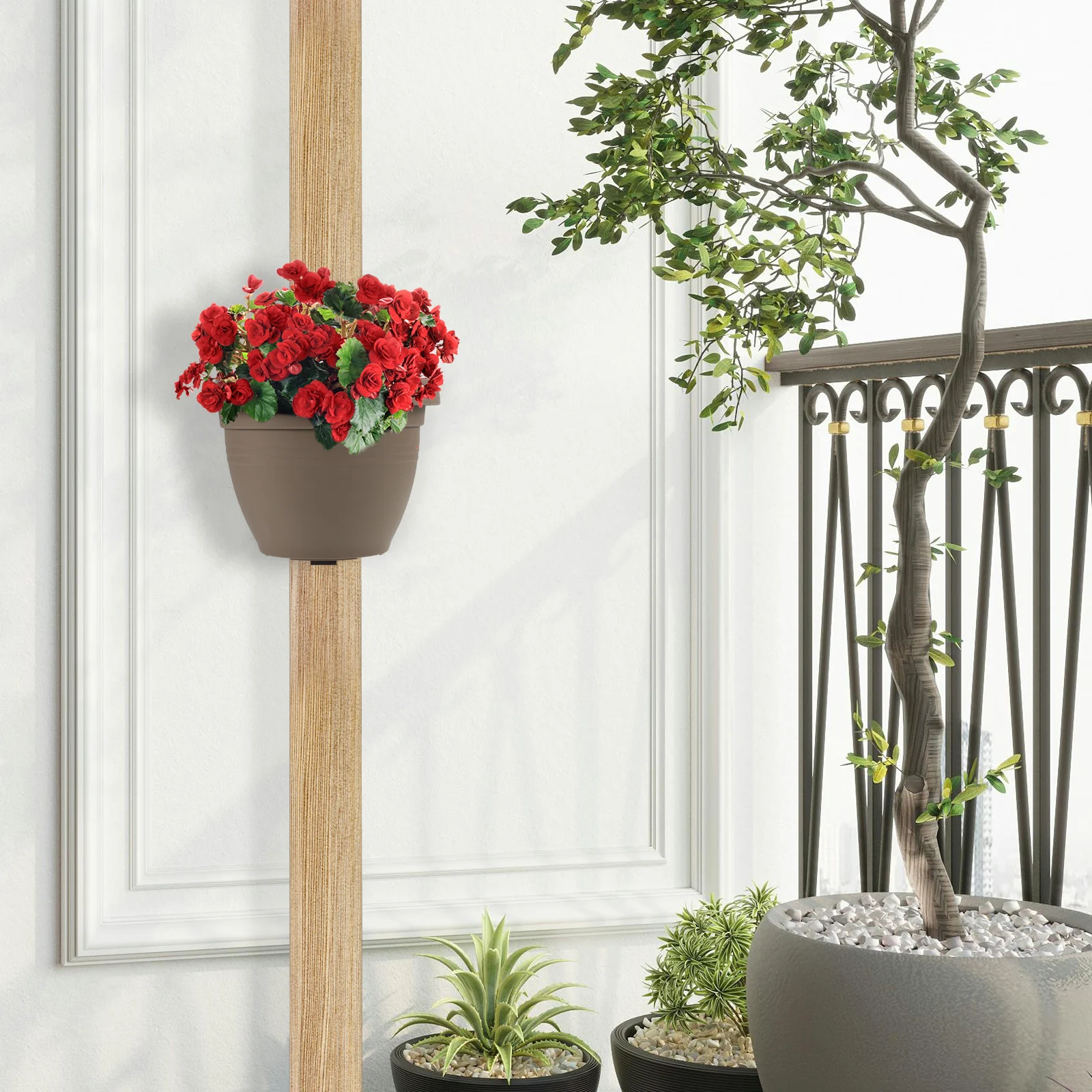 

Creative Pipe Wall Mount Flowerpot 1PC Coffee Small Size Tube Hanging Planter for Plants Plastic