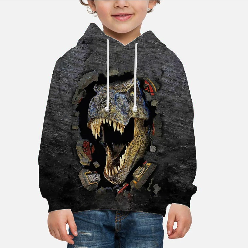 

Children Cartoon Dinosaur Hoodies Anime Spring New Boys and Girls Hooded Sweatshirts 3D Print Autumn Harajuku