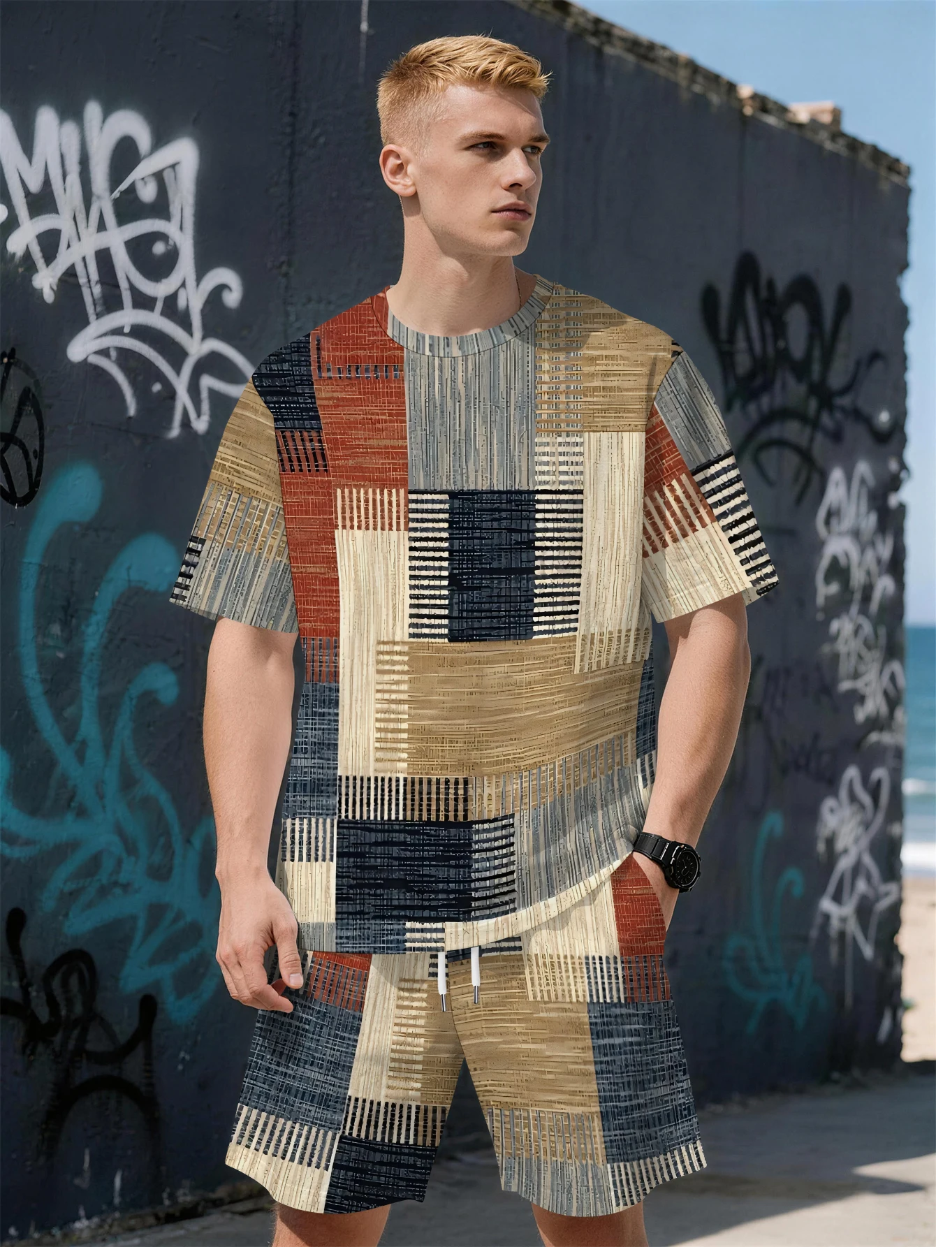 Conjunto de Verano 2026 para Hombre, Manga Corta con Estampado 3D, Estilo Casual Urbano, Cómodo y Suave