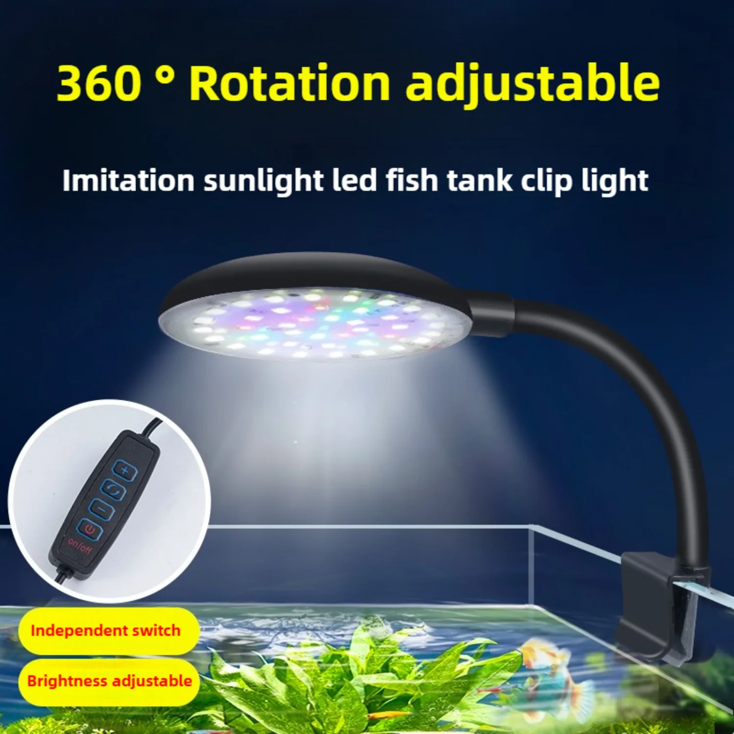 

USB Small Clip LED Fish Tank Light Full Spectrum Waterproof Aquatic Plant Growth Lighting for Small Special Tanks