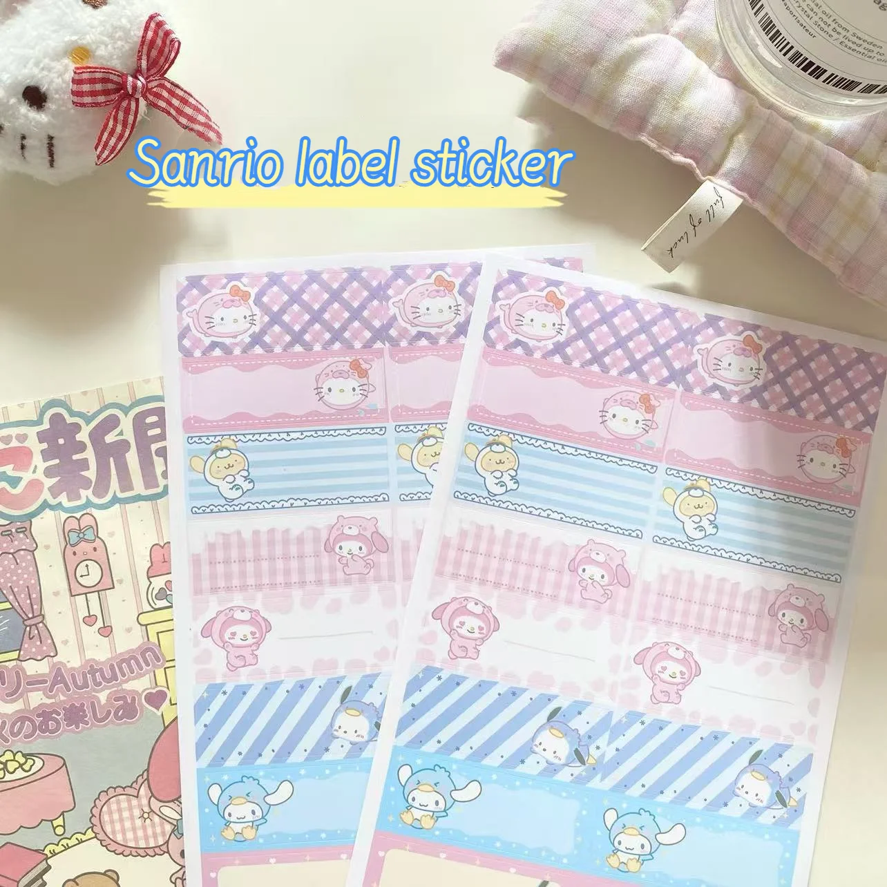 Sanrio Sticker Label Sticker Cartoon Cute Creative Hand Account Decoration Memo Self-adhesive Student Name Stationery Decoration