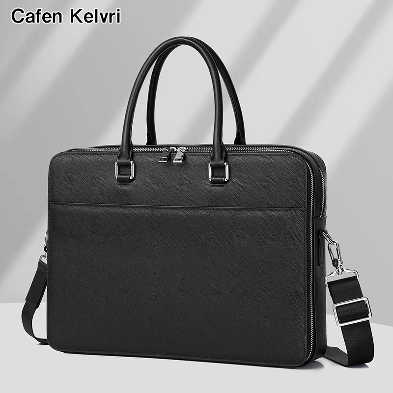 Genuine Leather Briefcase Trendy Large Capacity Business Luxury Men Bag Commuting Fashion Casual Multifunctional Men's Handbag