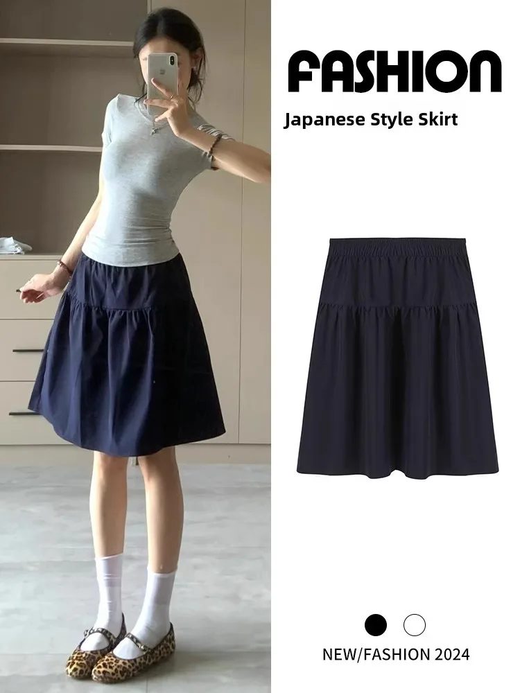 

Юбка миди в студенческом стиле больших размеров, универсальная, женская, осенне-зимняя, новая, ретро, с высокой талией, А-силуэт, расклешенная