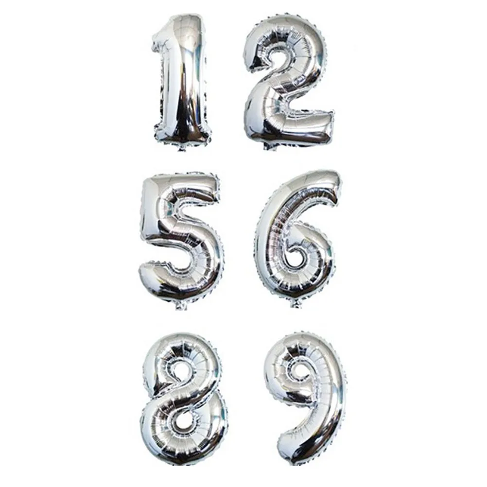 

10Pcs 16 Inch Aluminum Foil Number Balloons 0- Party Decorations Photo Props Digital Balloons Celebration Supplies