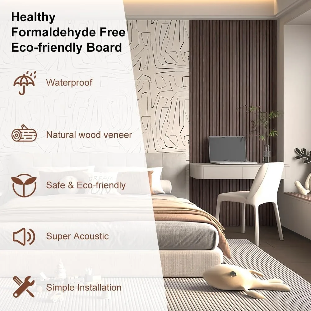 Акустические стеновые панели с деревянными планками для декора потолка и стен. 3D рифленая звукопоглощающая текстурированная панель с деревянной отделкой 108×6