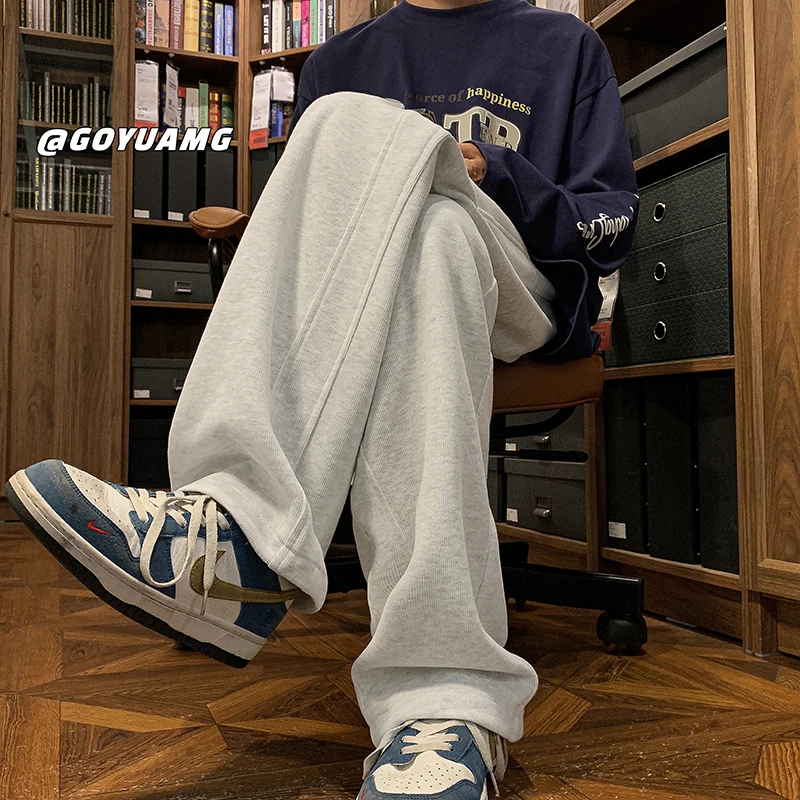 

Мужские спортивные брюки прямого кроя в американском уличном стиле хип-хоп, весенне-осенние, из плотной ткани