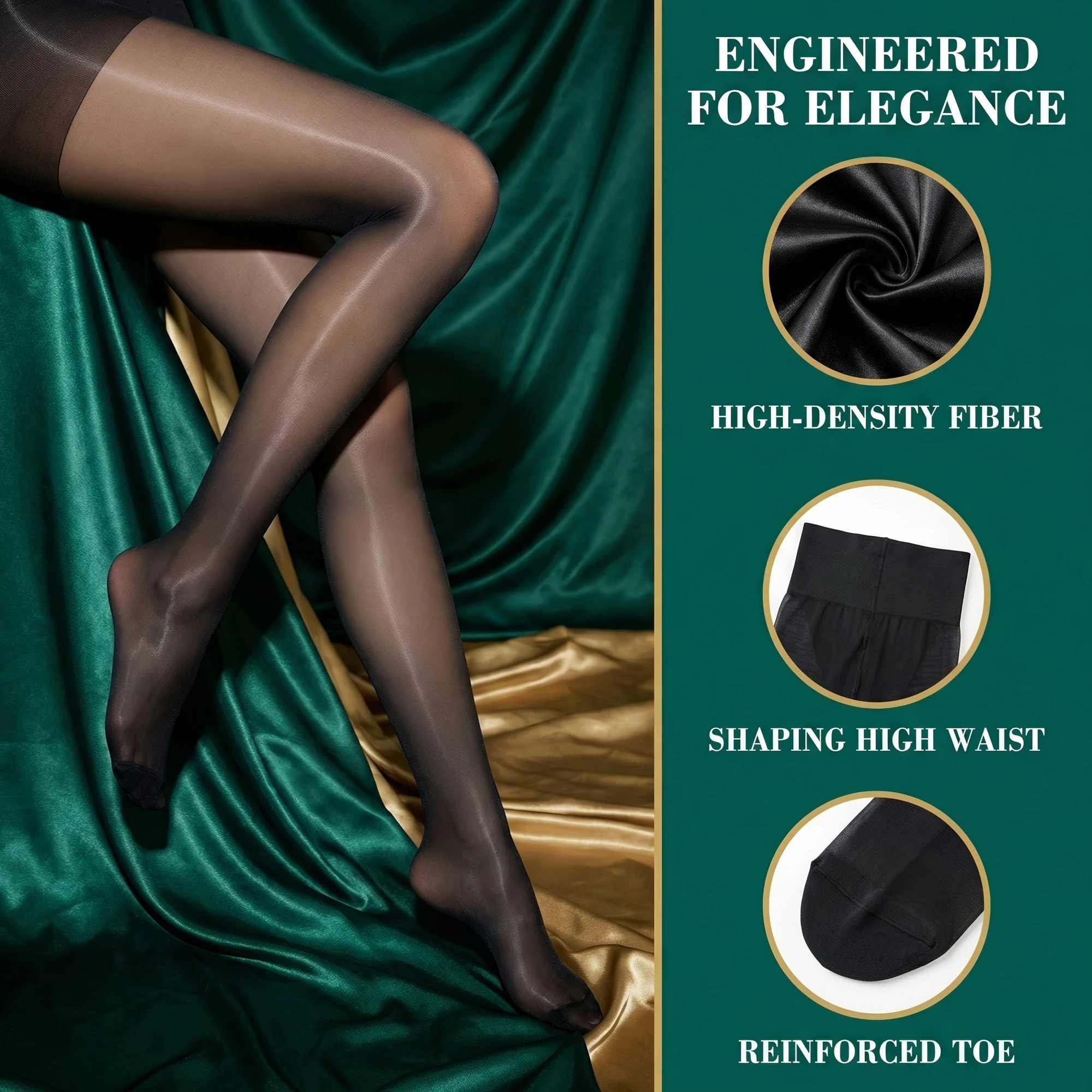 Women Elegant Black Skin Horse Oil Glossy Pantyhose Soft Skin-Friendly Hosiery Perfect for Office Commute & Blazer Matching