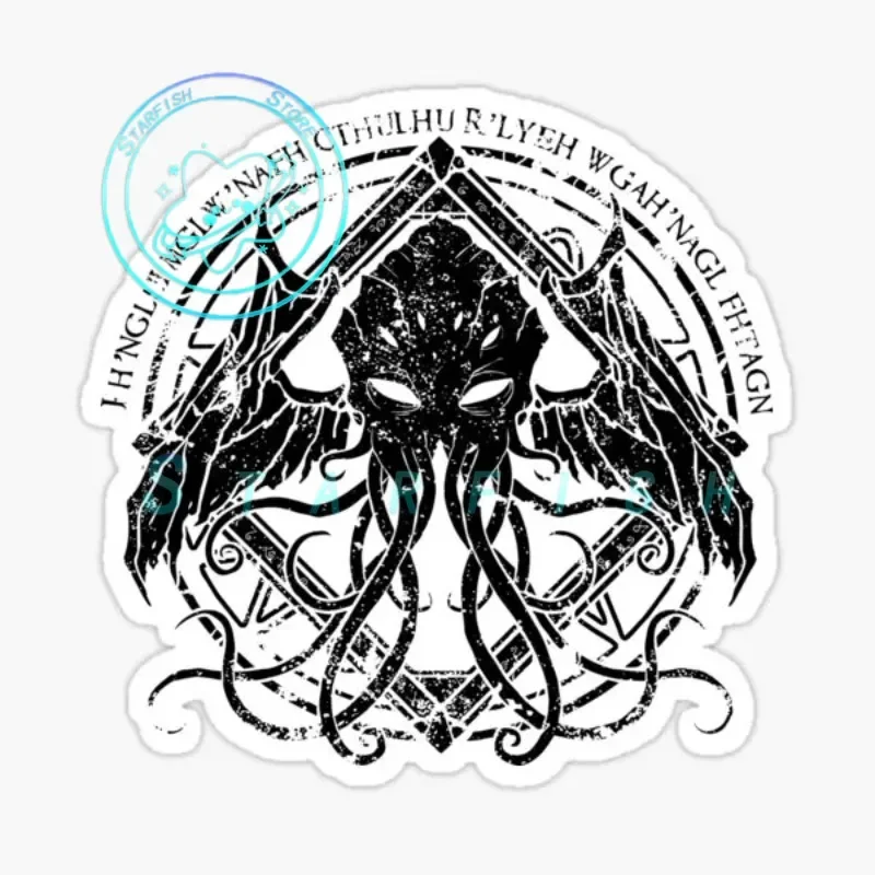 Cthulhu Lovecraft Distressed Chant D Car Stickers for Home Luggage Print Living Room Window Art Wall Funny Fridge Bumper