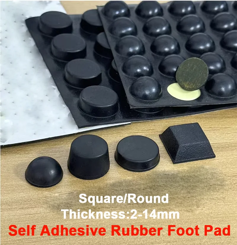 3-100Pcs Black Self Adhesive Rubber Pads Furniture Protector Anti Slip Shock Absorption Floor Protective Feet Pad 12.7x12.7x3mm
