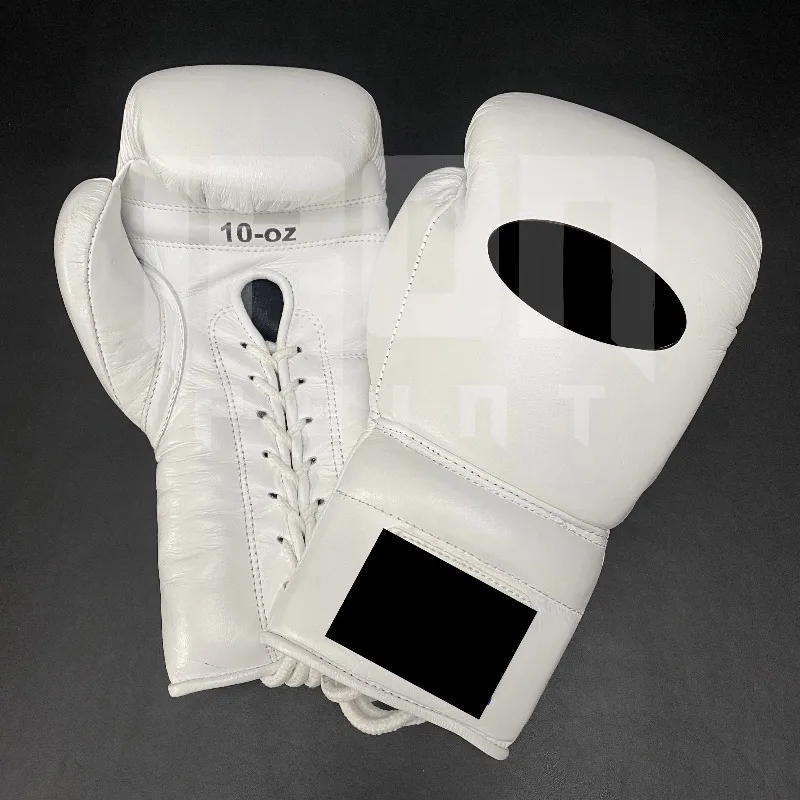 Winning Can Be Customized White Boxing Gloves Set, Holding Cowhide Thick 4 Layers Filled Lace-up Non-slip