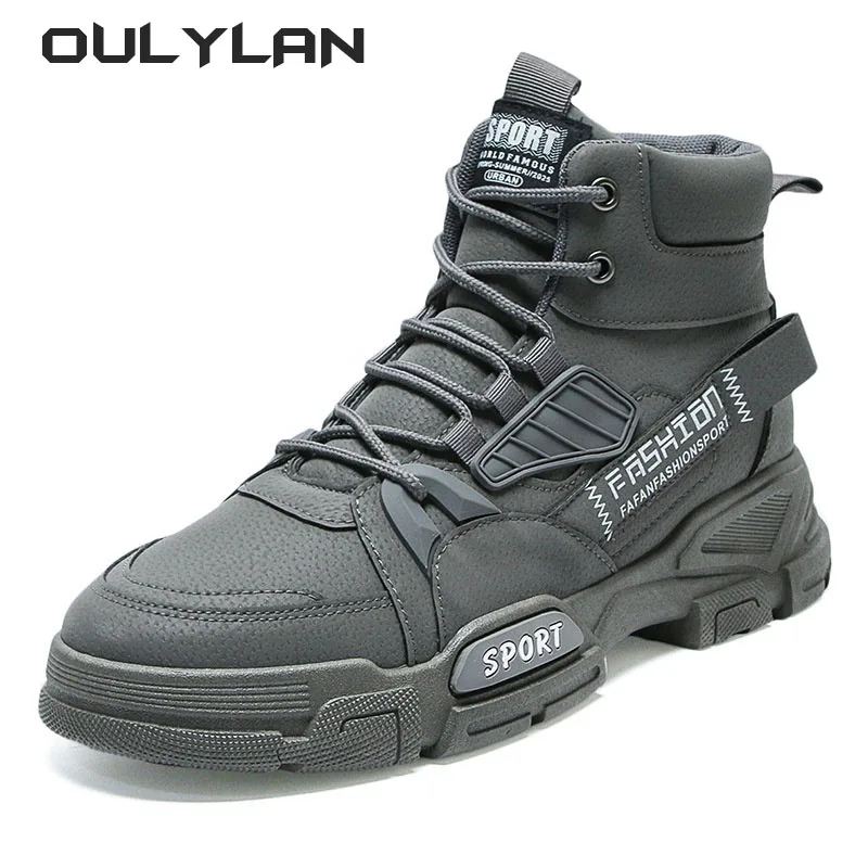 2024 Outdoor Spring New Leisure Shoes for Men Work Boots Trendy Fashion Leather Boots British High Top Men's Footwear