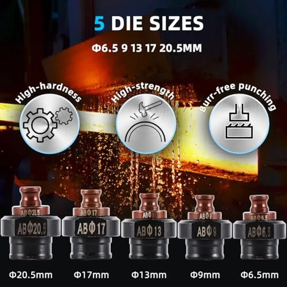 Kit perforatrice idraulica elettrica 16T 1800W Set di utensili per punzonatura in acciaio a batteria con 2 batterie Kit punzonatrice angolare da 3,0 Ah