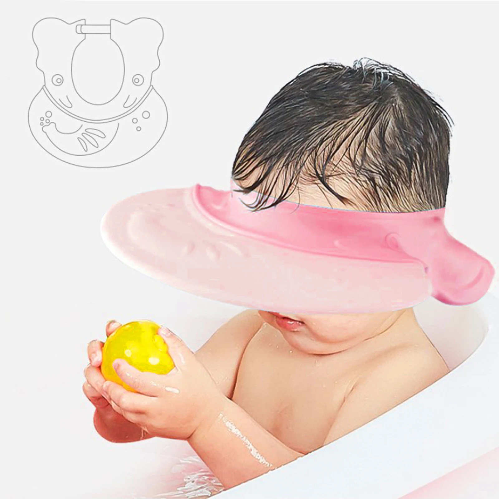 

Baby Shampoo Cap Waterproof Bathing Hat TPE PP Material Cartoon Design Ear Protector Hair Washing Shield Infant Shower Bathtub