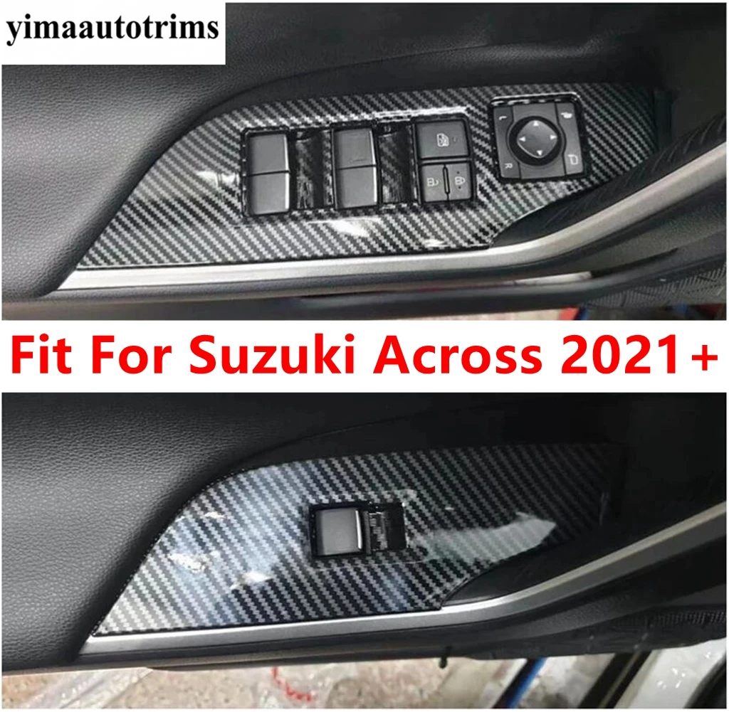 

Car Inner Door Window Lift Button Switch Panel Frame Decoration Cover Trim Carbon Fiber Look Accessories For Suzuki Across 2021