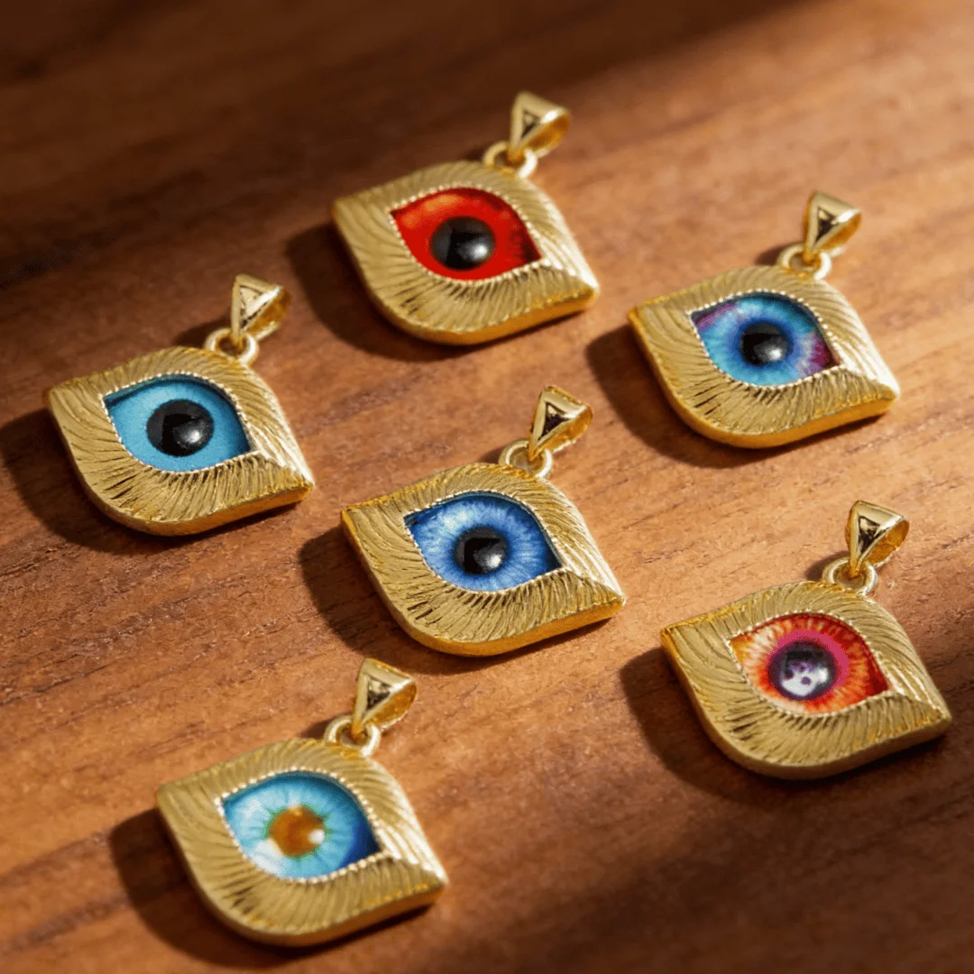3 個のペンダントゴールドメッキレトロ邪眼幾何学模様のチャー - Men Accessories Evil Eye のレビューと価格