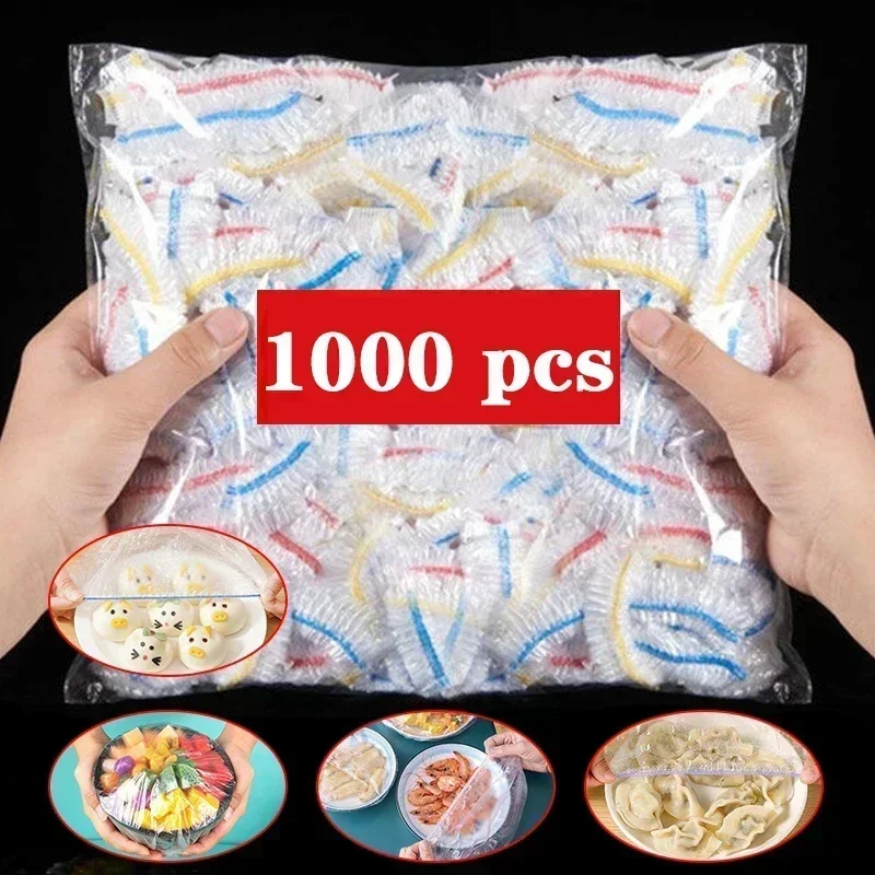 

100/50pcs Colorful Disposable Food Cover Plastic Wrap Elastic Food Lids Cups Caps Storage Plastic Bag Kitchen Accessories
