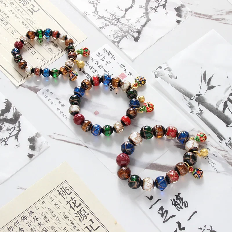 Fragrant gray glass bracelet, colorful zodiac year jewelry beads, multiple treasures, ancient techniques, swallowing gold beasts