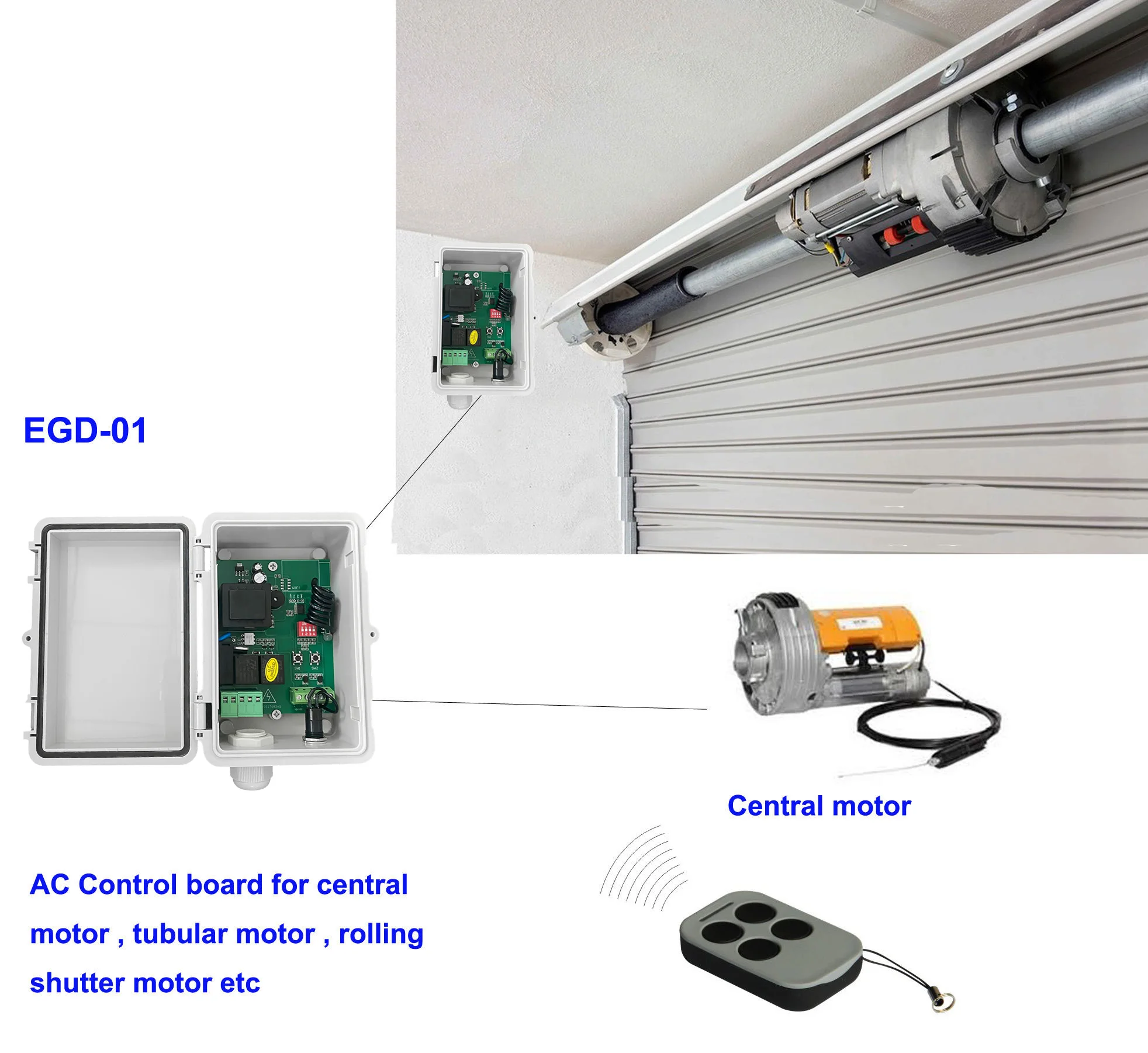 220V Control Board Für Motor Garage Tür Rollladen Auto Tor 433mhz Control Panel Mit Fernbedienung Sender