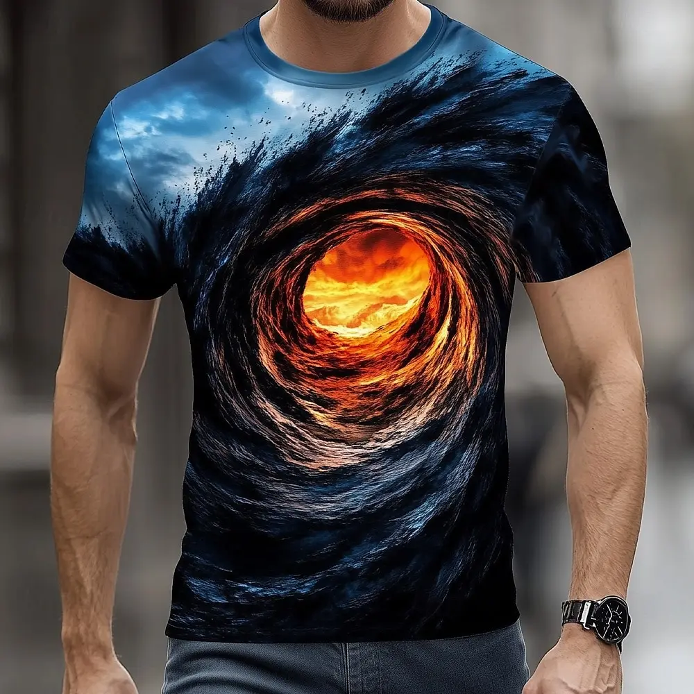 Men's Optical Illusion Ocean T-Shirt Novelty 3D Short Sleeve t shirt Fashion Streetwear Casual Crew Neck Y2k Top Summer Clothing