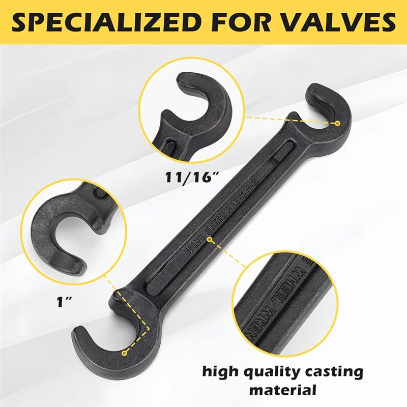 

YLS-Double Ended Valve Wheel Wrench Cast Steel Hand Valve Wheels Wrench 10Inch Opening Closing Tool (11/16Inch And 1Inch)
