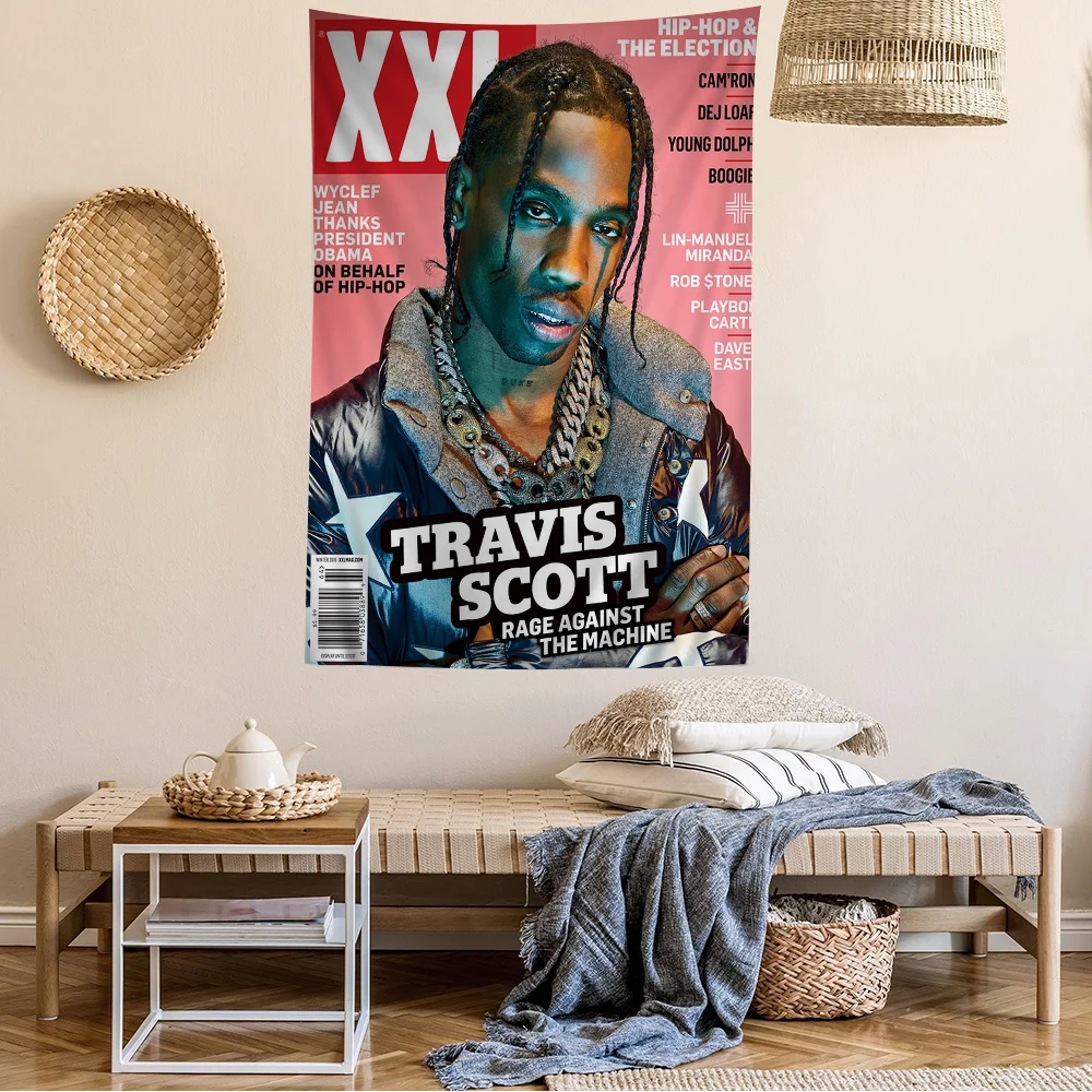 T-TRAVIS S-SCOTT Rapper Anime Tapestry Hanging Tarot Hippie Wall Rugs Dorm Home Decor