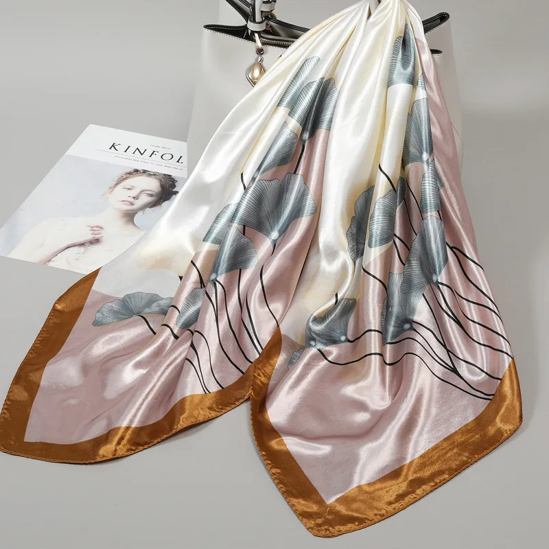 

90 Large Square Silk Scarf for Women 2025 New Spring and Summer High-End Korean Style Versatile Thin Scarf Shawl