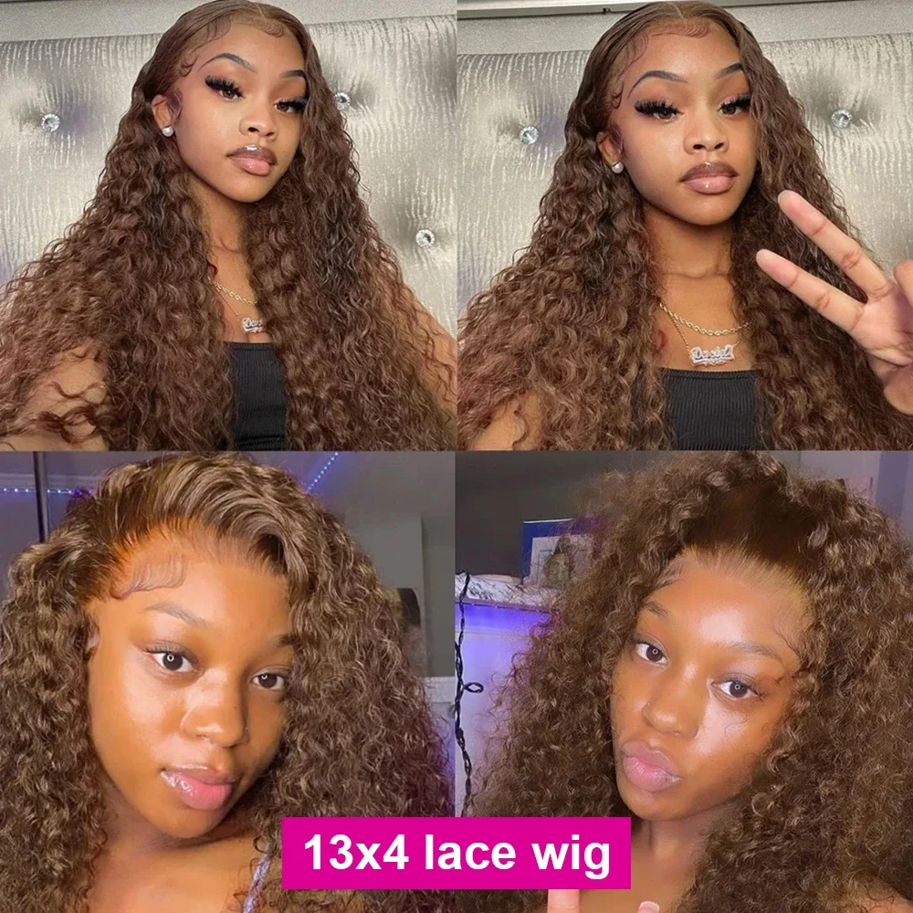 30 Inch 250% Density 13x4 Hd Lace Frontal Wig Highlight Wig Human Hair Wigs Curly Chocolate Brown Jerry Curly Wigs For Women image 6