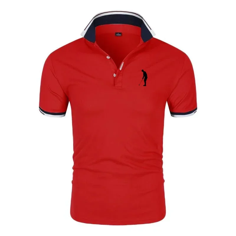 Golf T-shirt for Men Lapel Short Sleeve Breathable POLO Shirt Button Summer Pullovers Fashion Trend T-Shirt Man Streetwear Tops