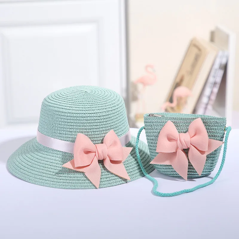 Children Straw Sunscreen Sun Hat Kids Girls Summer Fashion Hat Bag For Girls Cool Hat Girl Cute Breathable Baby Accessories