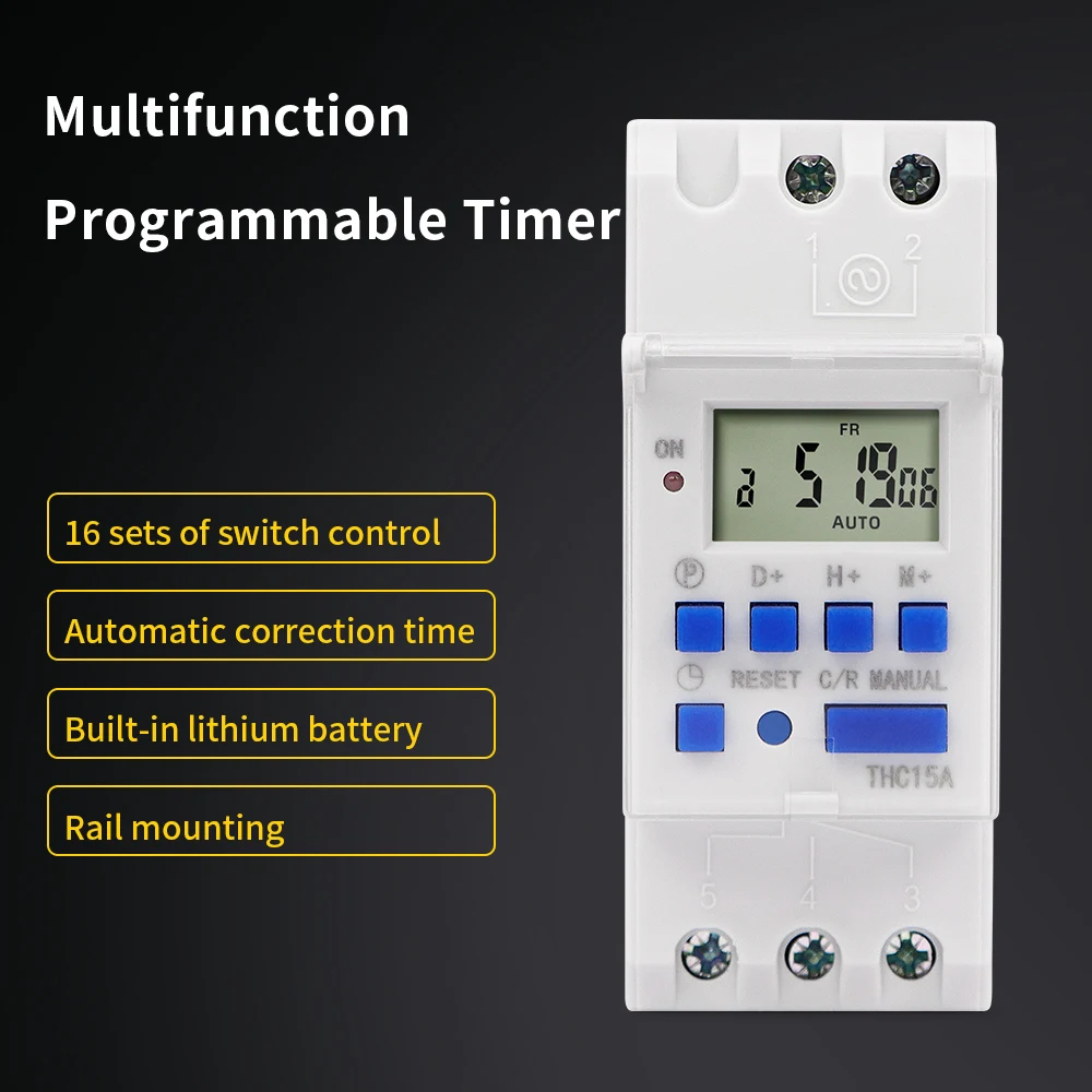 Digital Timer Automatic Programmable Time Switch 7 Days Weekly Relay Interval 1 Second High Load 220V 25/30A Power Outage Memory
