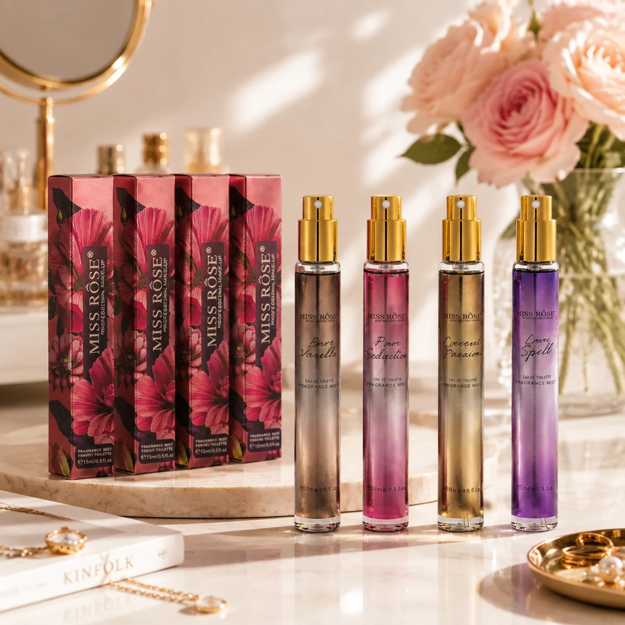 Portable 15ml Floral Fruity Perfume Spray with Vanilla Coconut Scents Long Lasting Daily Fragrance