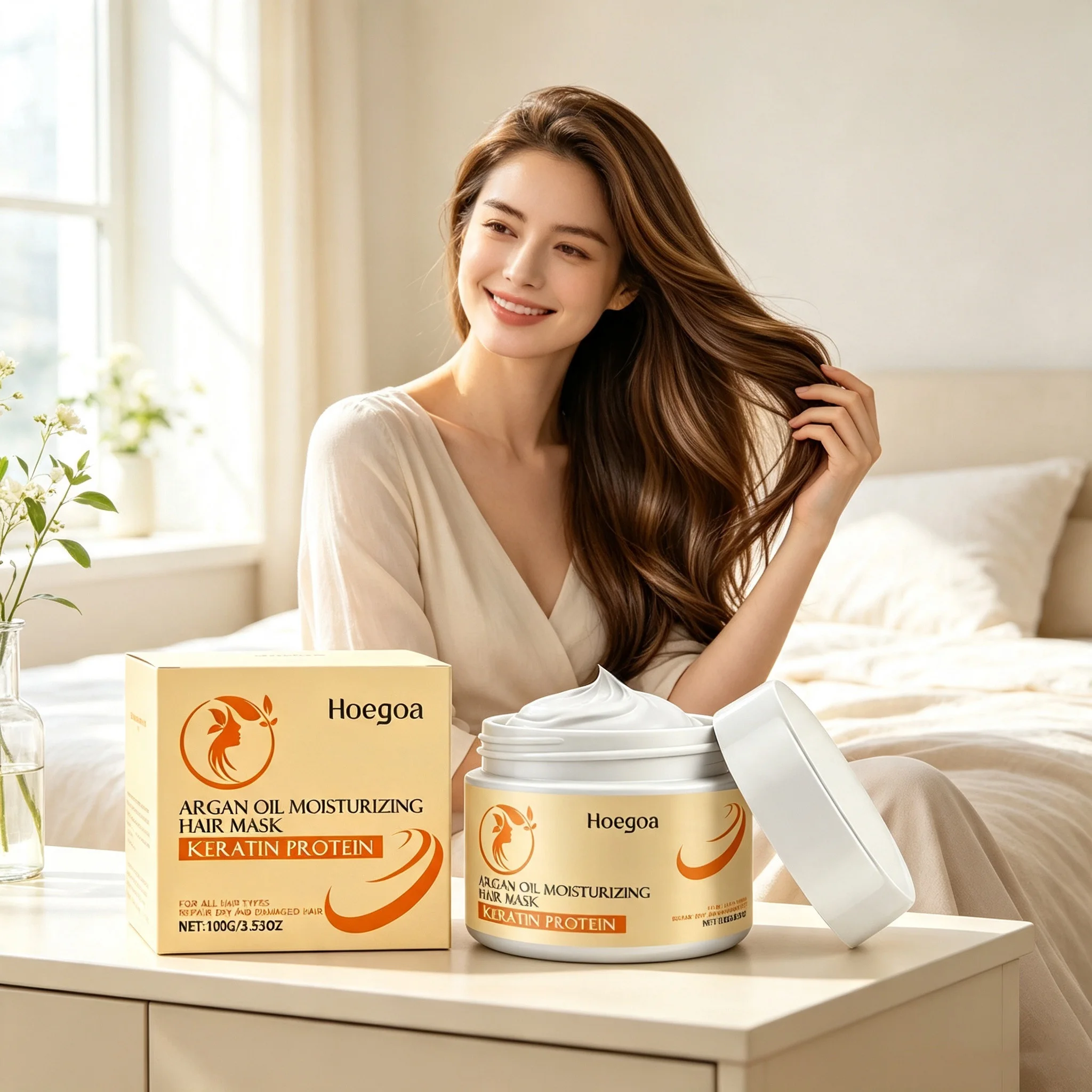 Argan Oil Hair Mask Deeply Nourishing Dryness Damaged Hairs Frizz Control Reduces Frizz Split Ends Soft Smooth Hair Conditioner