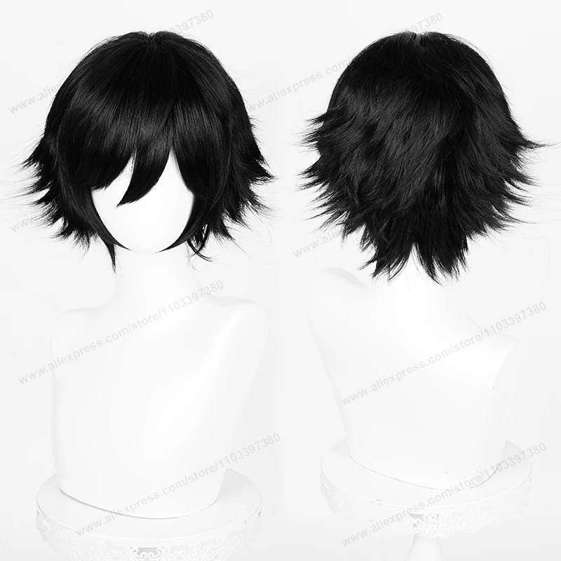 أنيمي ترقية 32 سنتيمتر قصيرة انقلبت ينتهي شعر مستعار تأثيري نقي أبيض فضي أسود بني أحمر رجل إمرأة مقاومة للحرارة الشعر الاصطناعية #5