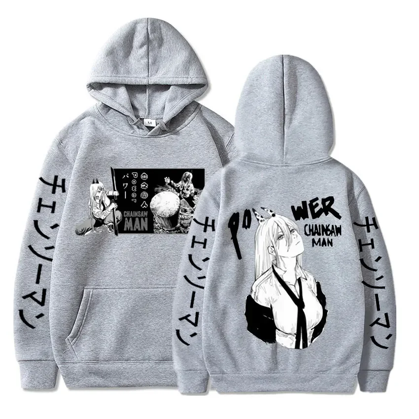 Harajuku Anime Chainsaw Man Power Cute Printed Hooded Plus Size Hoodie Men Women Sweatshirts Comfortable Unisex Warm Pullover