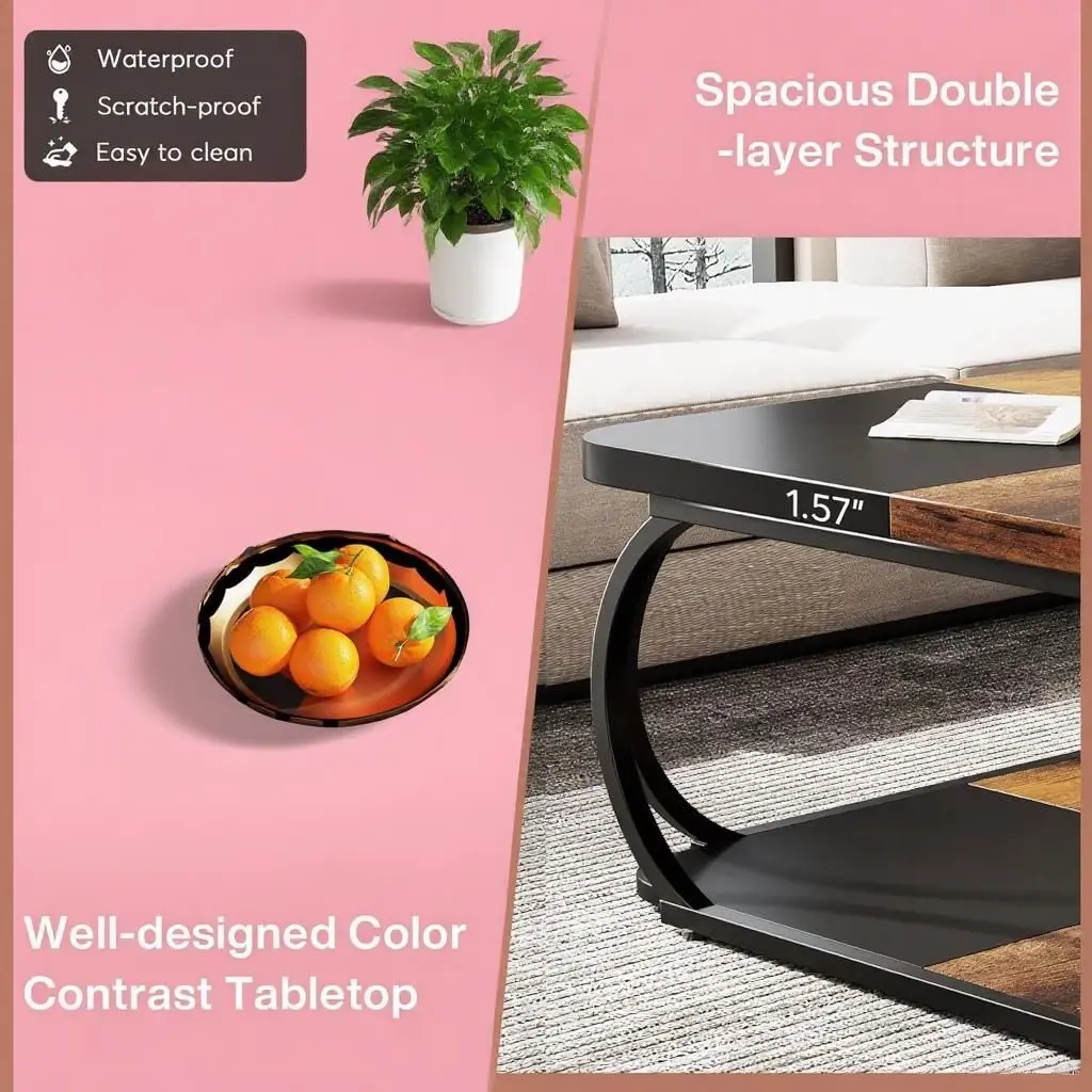 Handmade Durable Modern Solid Wood Coffee Table With Sustainable Design And Natural Wood Base For Living Room Decor