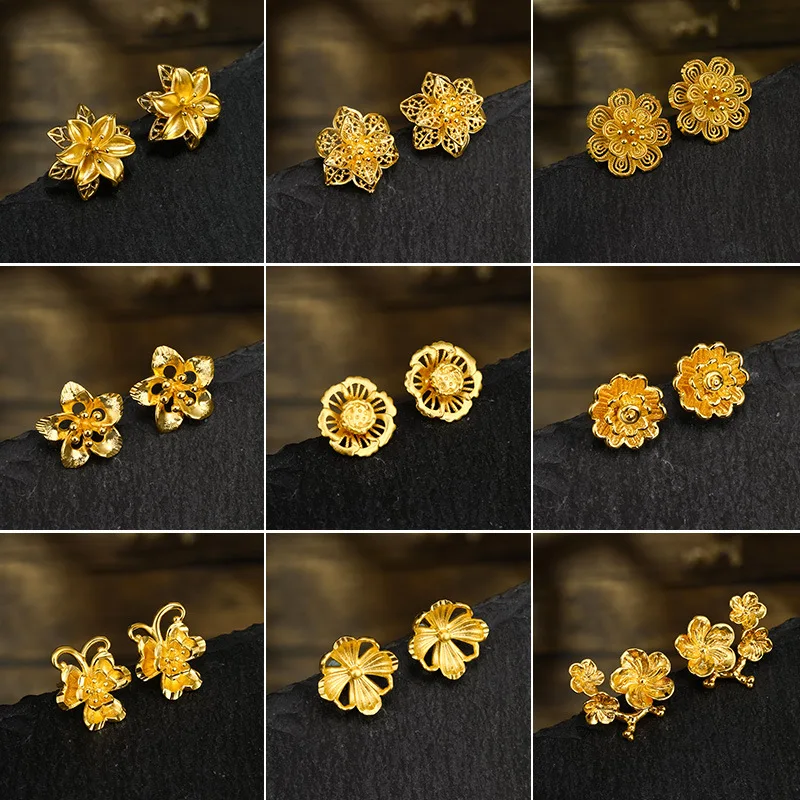 Xuping jewelry flowers stud earrings women's retro simple temperament design sense of earrings