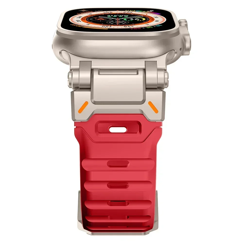 حزام حلقة من السيليكون بلون التيتانيوم لساعة أبل الترا 2 49 مللي متر 46 مللي متر 45 مللي متر 44 مللي متر سوار رياضي لسلسلة Iwatch 10 9 8 7 6 Se Correa