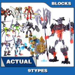 9types Bionicle Mask of Creation Skull Spiders Tahu Kopaka Onua Warrior Slicer Scorpio Building Block Toys Compatible With Model