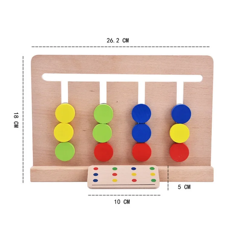 บอร์ดไม้ไม่ว่างสำหรับเด็กหัดเดินตรรกะ permainan Teka-teki ถั่วสี่สีการศึกษาปฐมวัยของเล่นอัจฉริยะแบบมอนเตสซอรี่สำหรับเด็ก