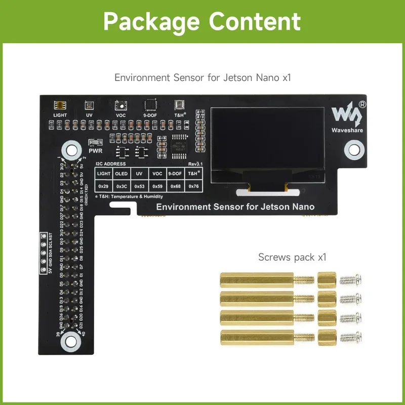 Environment Sensor Module Designed, I2C Bus, With 1.3inch OLED Display