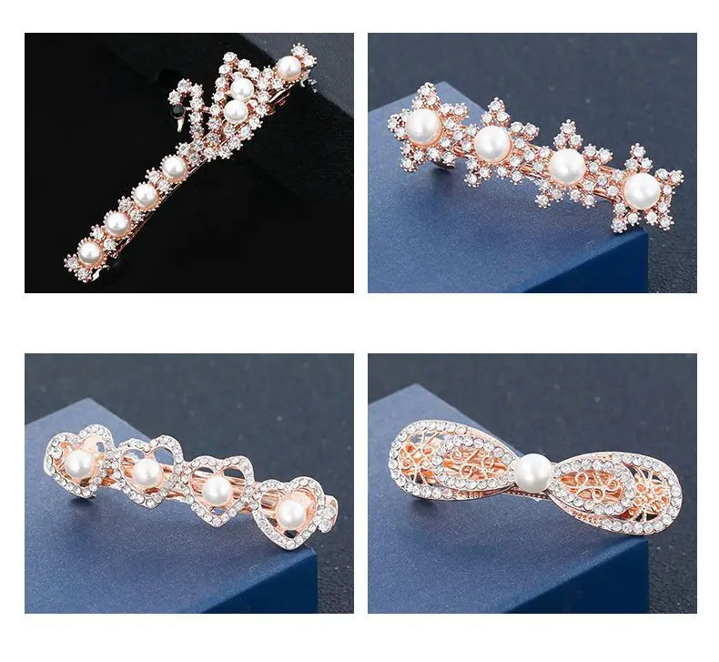 Luxus Strass Haarspange Funkelnde Kristall Blume Metall Frühling Haarspangen Braut Hochzeit Party Kopfschmuck Frauen Mädchen Geschenk – Detail 7