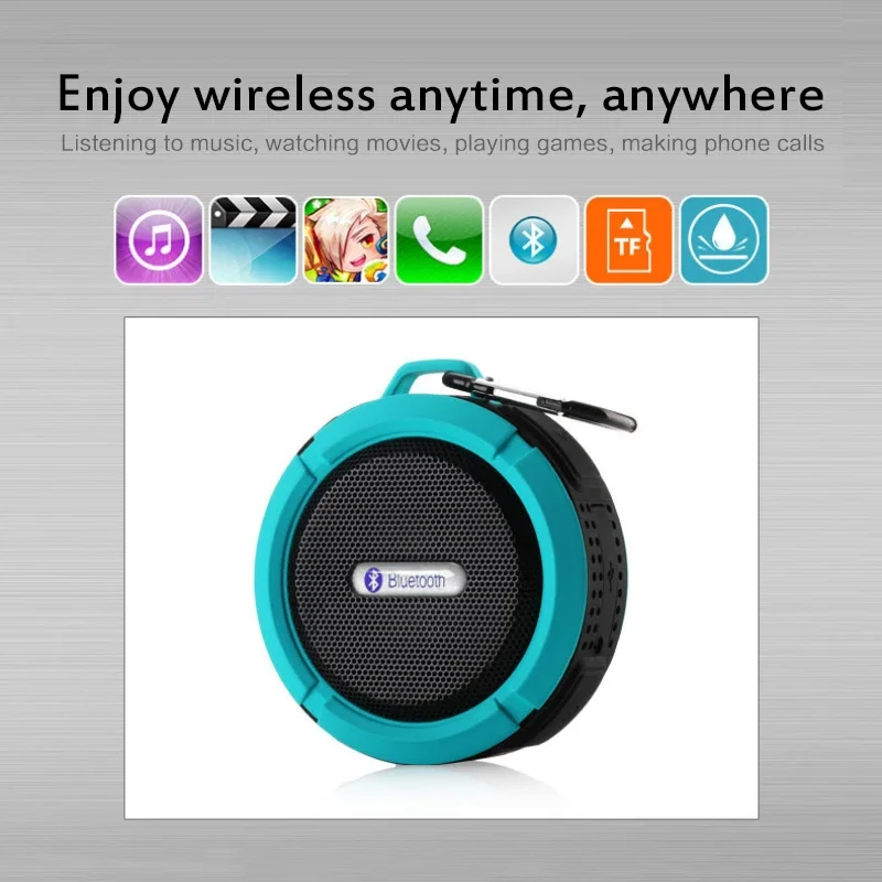 #C6 Bluetooth-compatible Speaker Big Suction Cup Bluetooth Stereo Outdoor Sports Mini Support TF Subwoofer Portable Waterproof