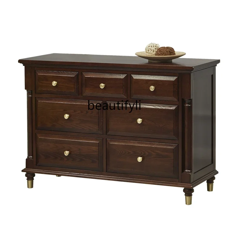 

Light luxury seven-chest cabinet drawer all solid wood American porch storage side cabinet