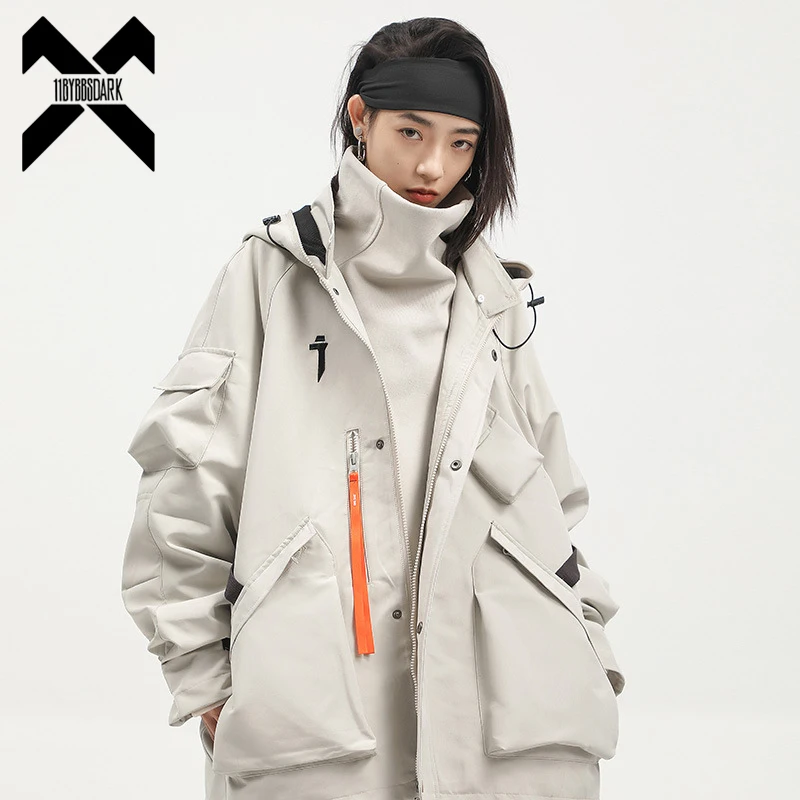 

11 BYBB'S DARK Drawstring Oversized Jacket Outwear Men Women Techwear Hooded Windbreaker Coat Hidden Pockets Cargo Jackets WB611